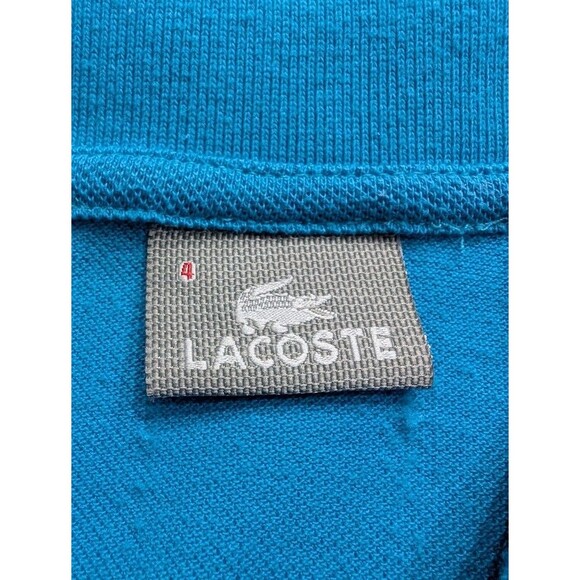 Vintage Lacoste Men Soft Cotton Teal Short Sleeve Silver Logo Polo Shirt Medium - Picture 4 of 5